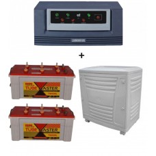 LUMINOUS ECO VOLT 1650VA (24V) + 2 x EXIDE  TUBEMASTER TM500+ (150AH) TALL TUBULAR BATTERY + PLASTIC TROLLEY